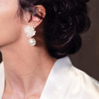 Pearl Cluster Drop Earrings